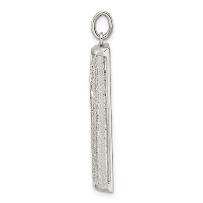 Sterling Silver Polished And Textured Solid Mezuzah W/Star Of David Pendant