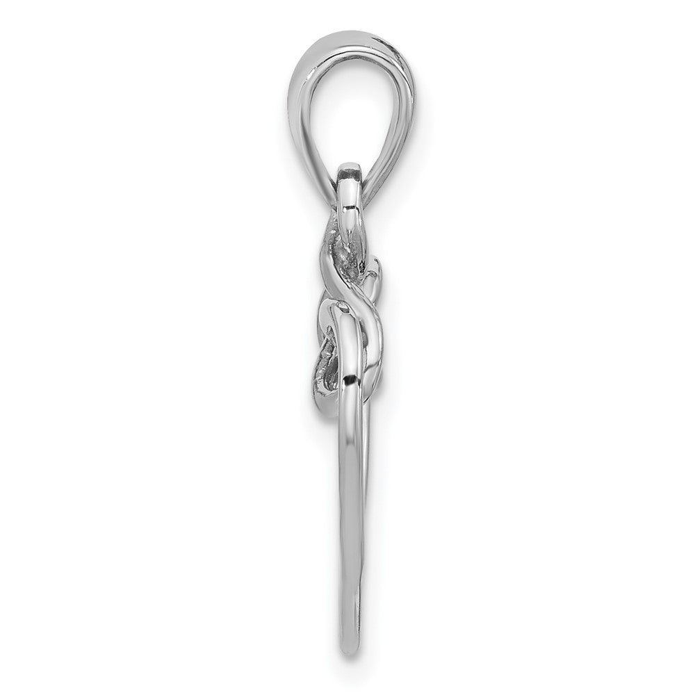 Sterling Silver Rhodium-Plated Polished Fancy Open Heart Pendant
