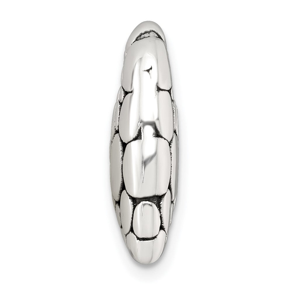 Sterling Silver Polished and Antiqued Pebbled Heart Chain Slide Pendant
