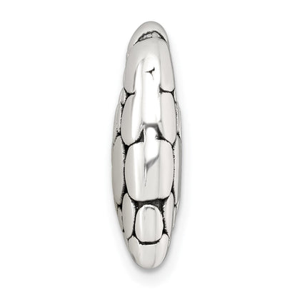 Sterling Silver Polished and Antiqued Pebbled Heart Chain Slide Pendant
