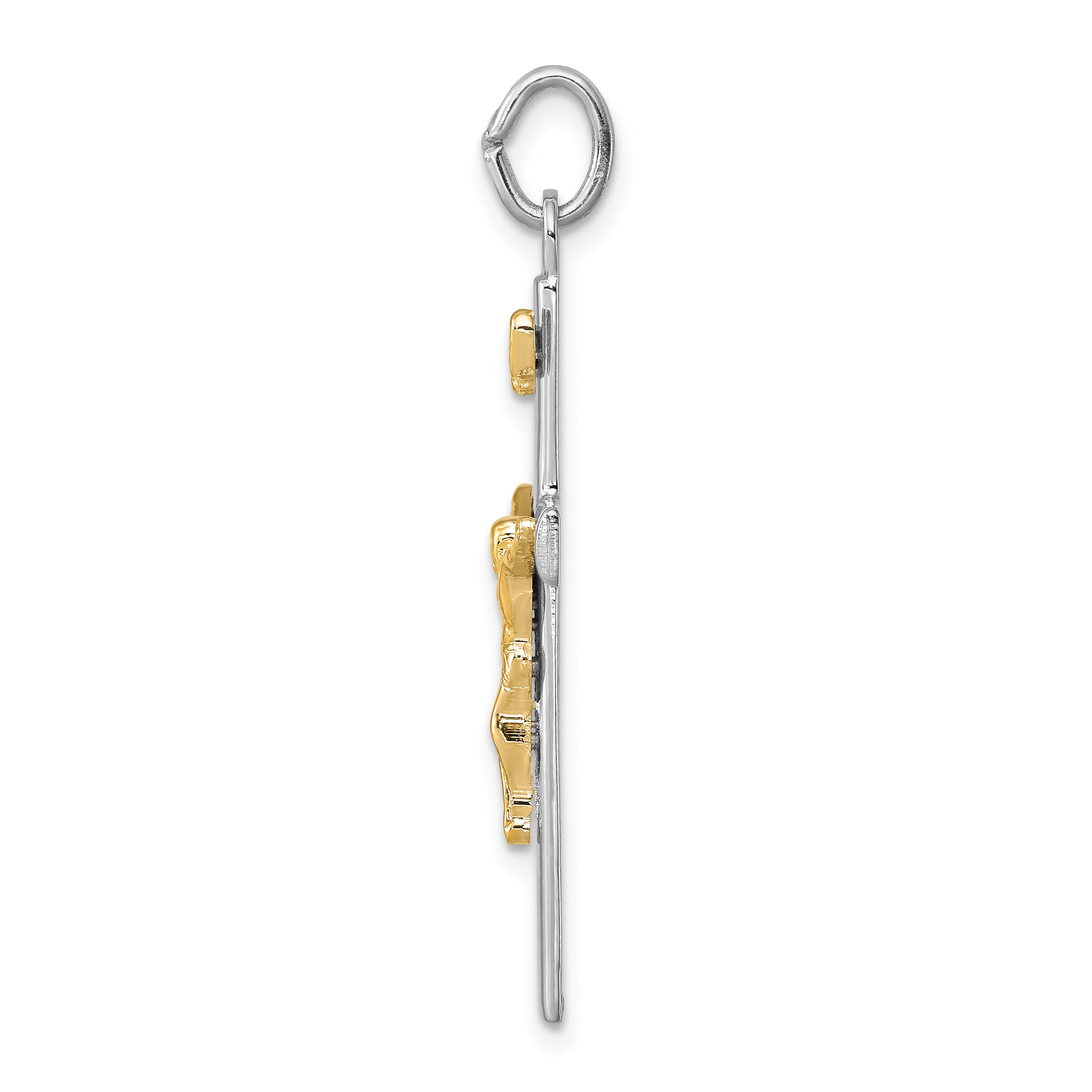 Sterling Silver Rhodium-Plated & 18K Gold-Plated Inri Crucifix Charm