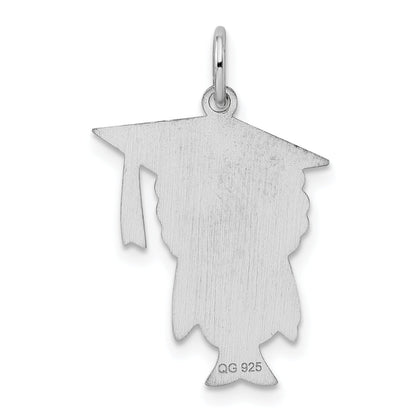 Sterling Silver Rhodium-Plated Owl Polished Charm