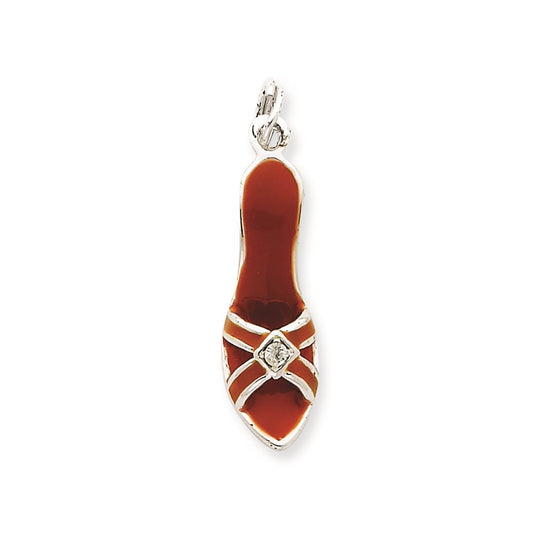 Sterling Silver Orange Enamaled Shoe Charm