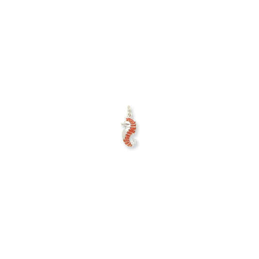 Sterling Silver Orange Enameled Seahorse Charm
