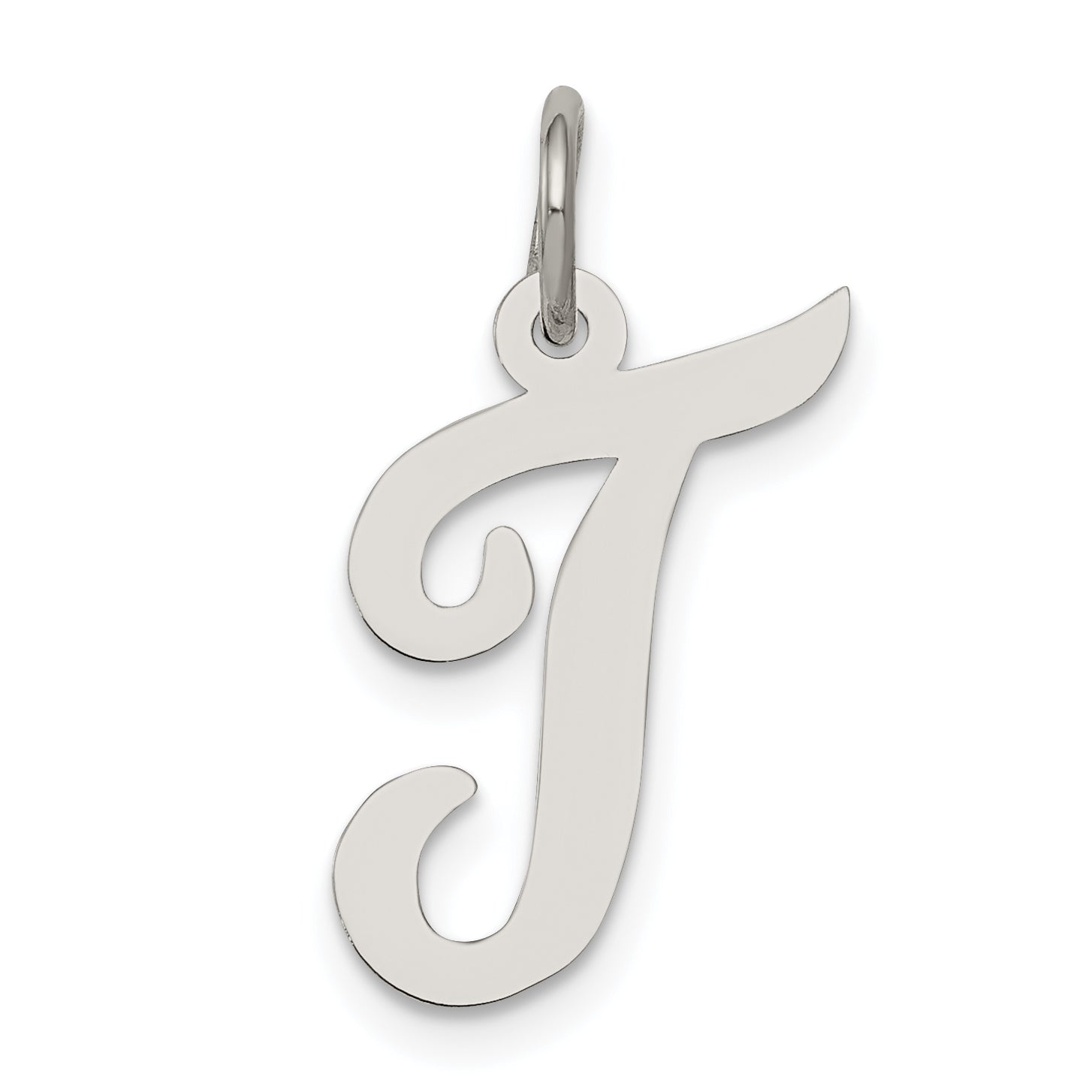 Sterling Silver Rhodium-Plated Script Letter T Initial Charm (QC5082T ...