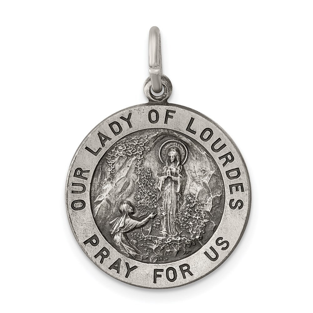 Sterling Silver Antiqued Our Lady Of Lourdes Medal (QC5584) – Goldia.com.au