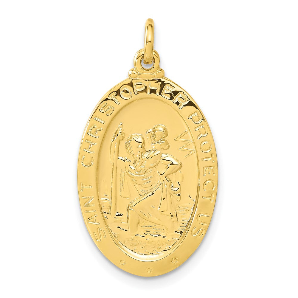 Sterling Silver 24K Gold-Plated Tennis Saint Christopher Medal Pendant