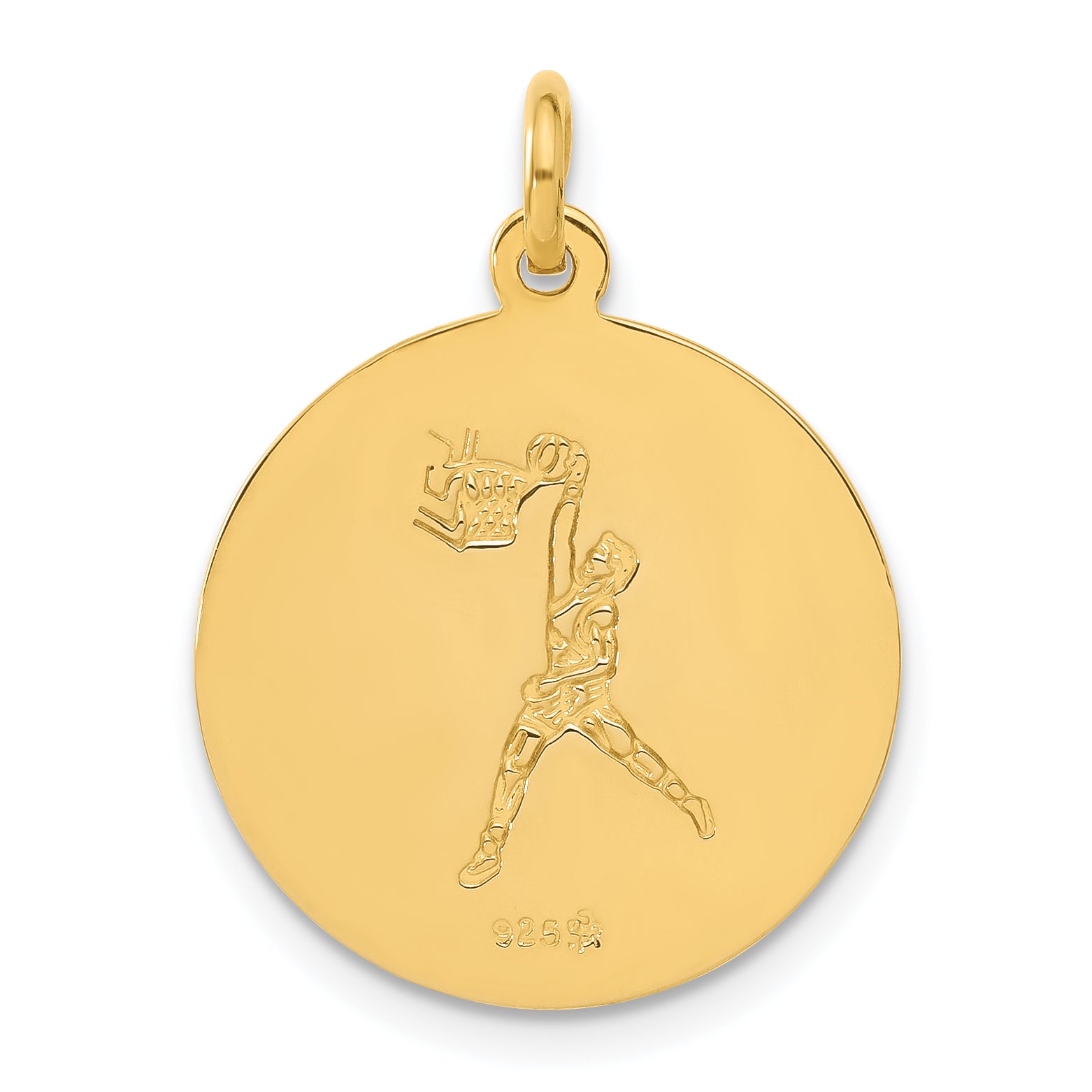 Sterling Silver 24K Gold-Plated Basketball St. Christopher Medal Pendant