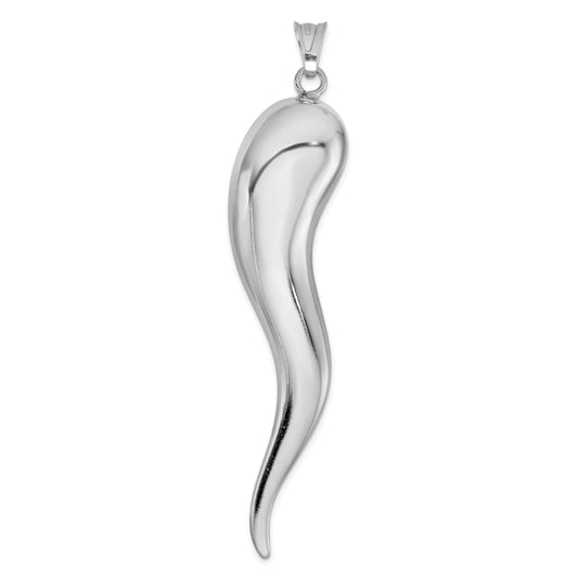 Sterling Silver Rhodium-Plated Italian Horn Pendant
