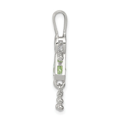 Sterling Silver Rhodium-Plated Cz & August Glass Girl Pendant