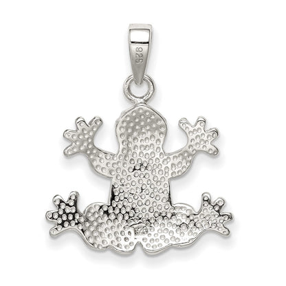 Sterling Silver Rhodium-Plated Blue Inlay Created Opal Frog Pendant