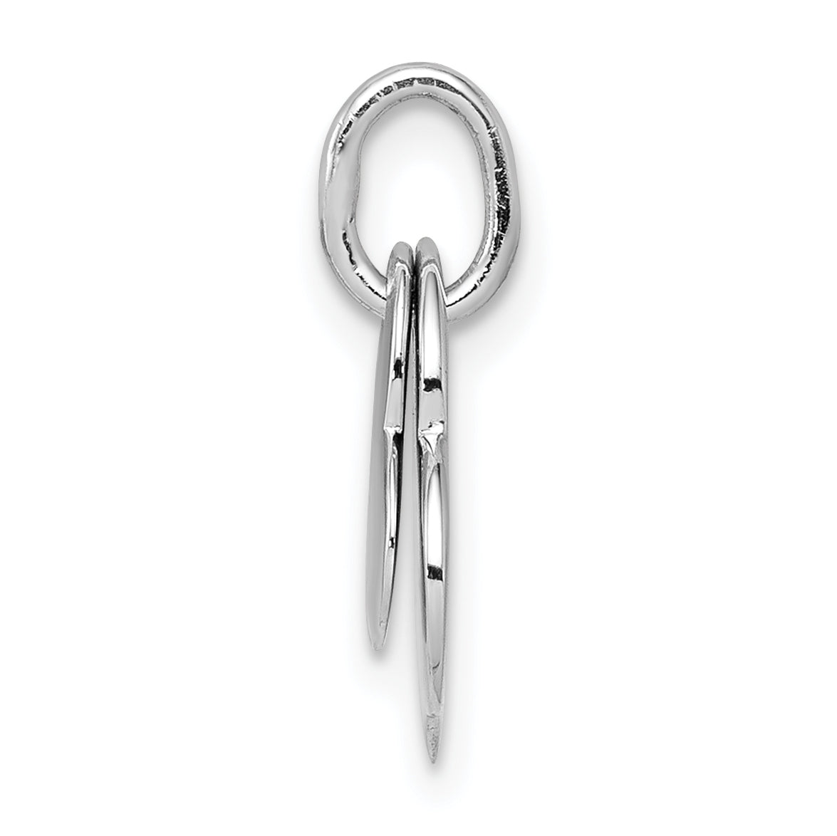 Sterling Silver Rhodium-Plated Satin And Polished Two Piece Heart Pendant