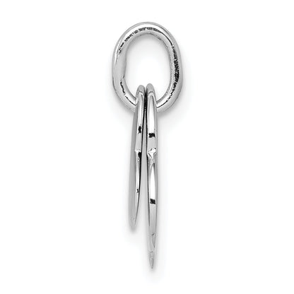 Sterling Silver Rhodium-Plated Satin And Polished Two Piece Heart Pendant