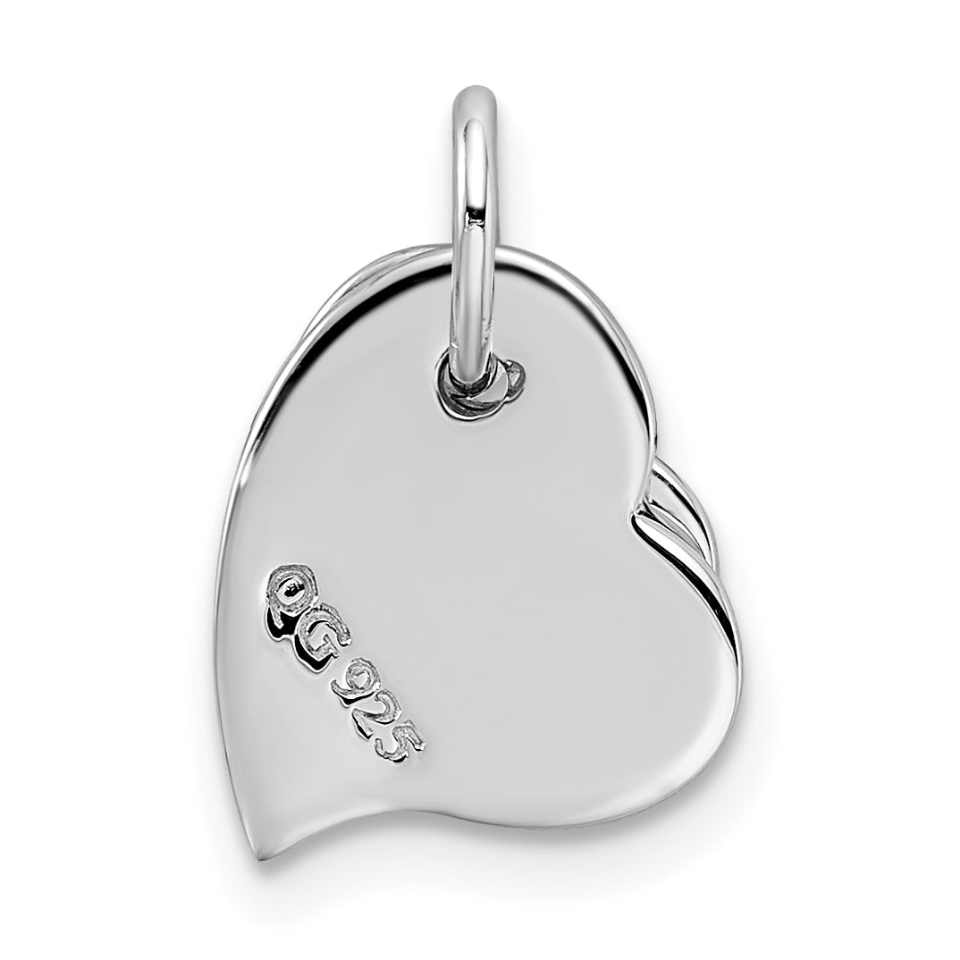 Sterling Silver Rhodium-Plated Satin And Polished Two Piece Heart Pendant