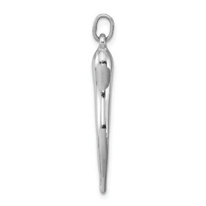 Sterling Silver Rhodium-Plated Polished Italian Horn Pendant