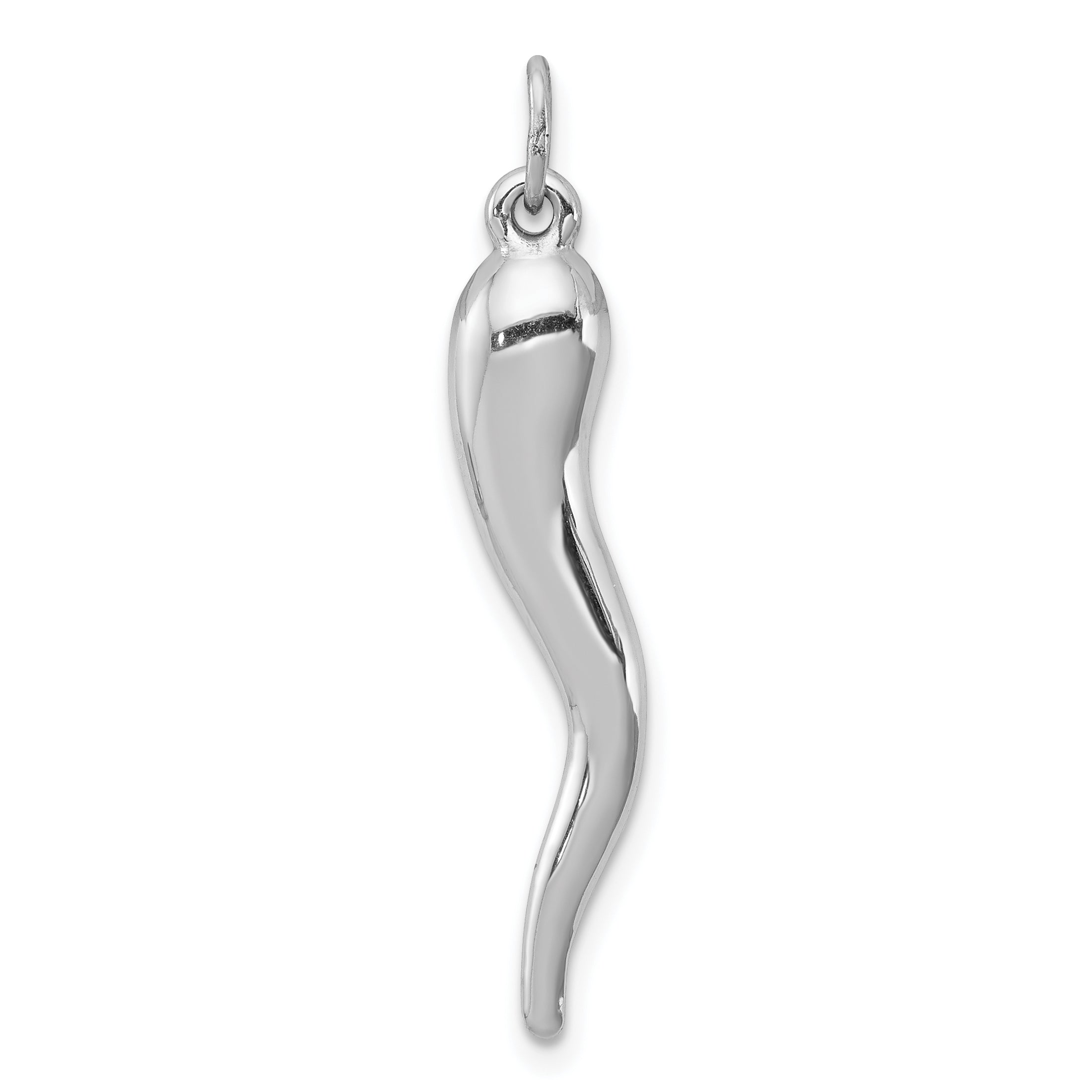 Sterling Silver Rhodium-Plated Polished Italian Horn Pendant