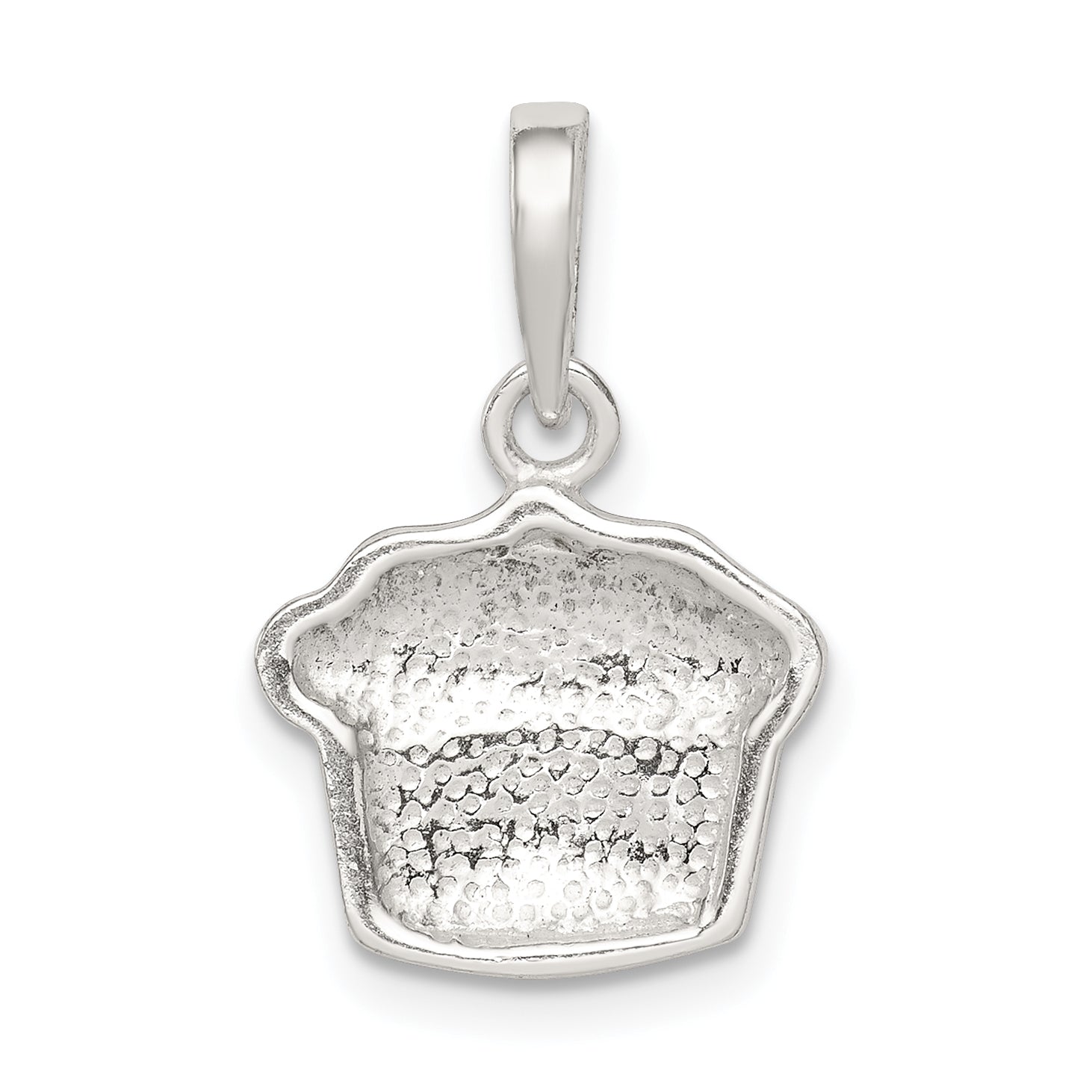 Sterling Silver Polished Enamel Cupcake Child Pendant