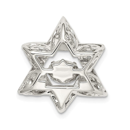 Sterling Silver Platinum-Plated Polished Vibrant CZ Star of David Pendant
