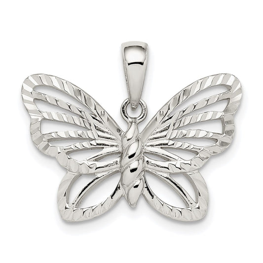 Sterling Silver Diamond-Cut Butterfly Pendant