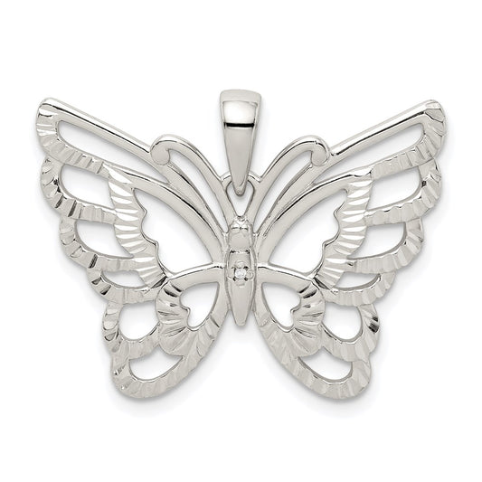 Sterling Silver Diamond-Cut Butterfly Pendant