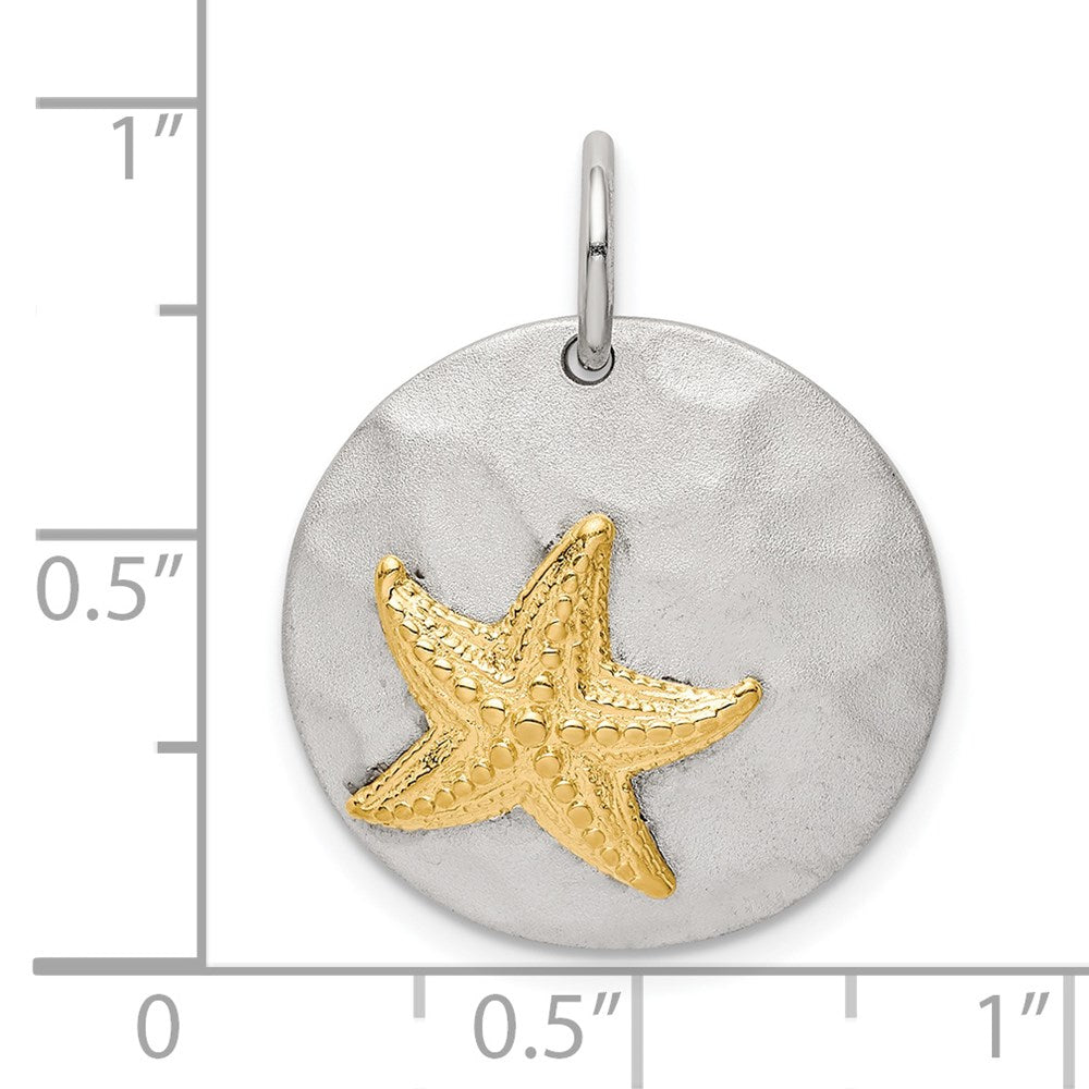Sterling Silver Gold-Tone Starfish Brushed Pendant