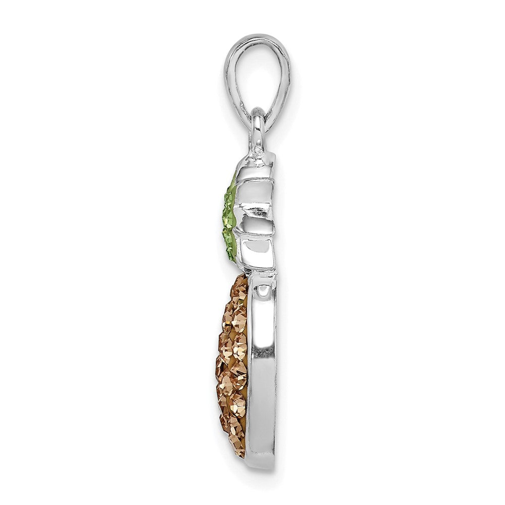 Sterling Silver Rh-Pltd Yellow/Green Preciosa Crystal Pineapple Pendant