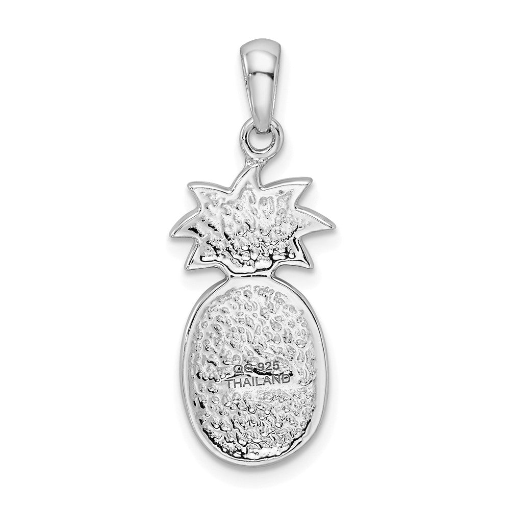 Sterling Silver Rh-Pltd Yellow/Green Preciosa Crystal Pineapple Pendant