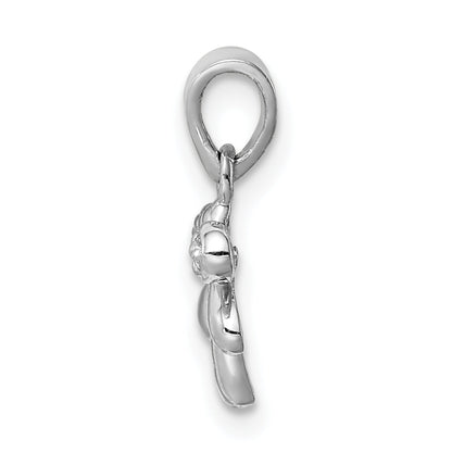 Sterling Silver Rhodium-Plated Polished Cz Dragonfly Children'S Pendant