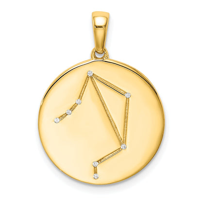 Ss/Gold Plated Sterling Silver Gold-Plated & Cz Libra Zodiac Pendant