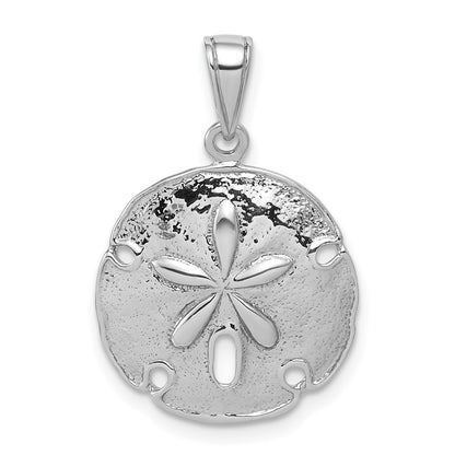 Sterling Silver De-Ani Rhodium-Plated Polished Beveled Sand Dollar Pendant