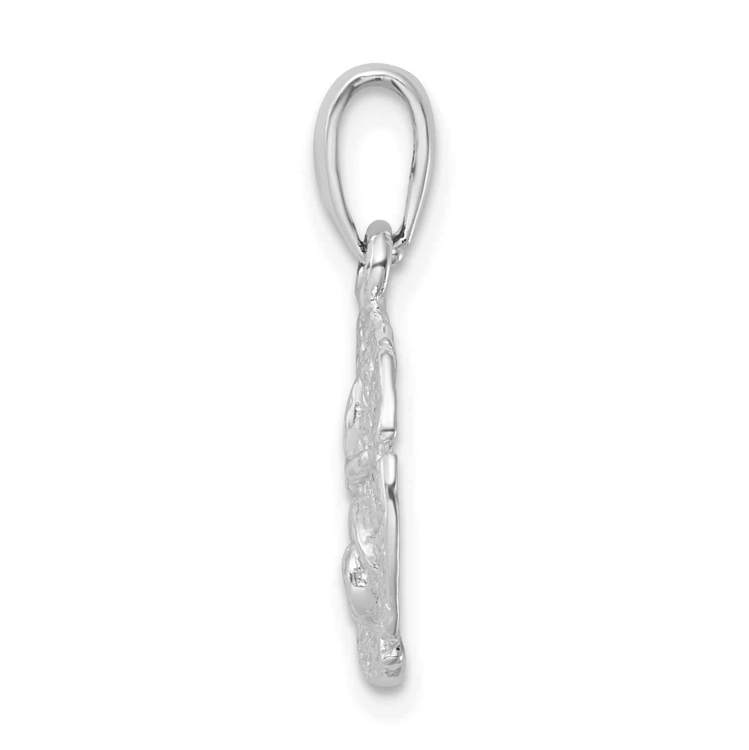 Sterling Silver De-Ani Rhodium-Plated Polished And Textured Sand Dollar Pendant