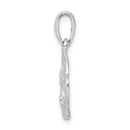 Sterling Silver De-Ani Rhodium-Plated Polished And Textured Sand Dollar Pendant