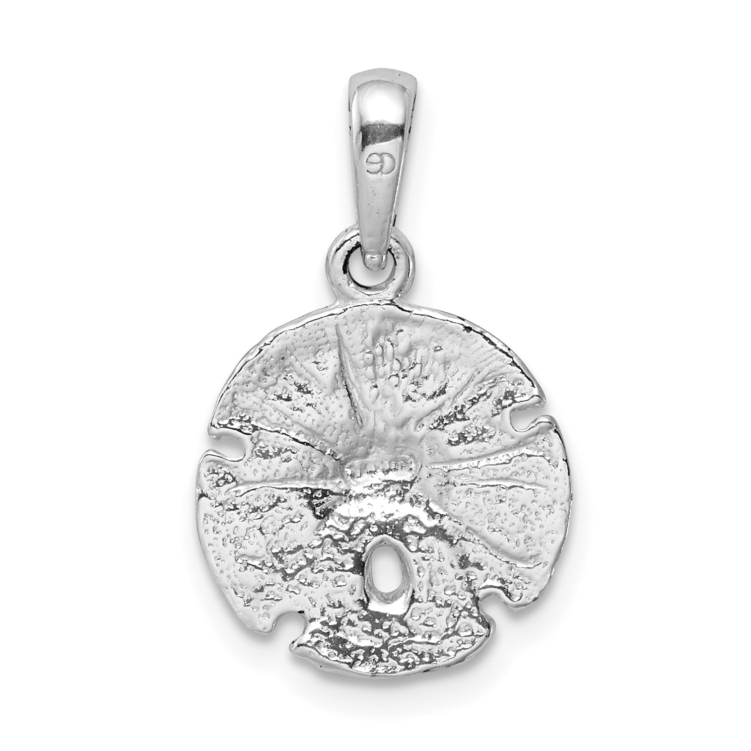 Sterling Silver De-Ani Rhodium-Plated Polished And Textured Sand Dollar Pendant