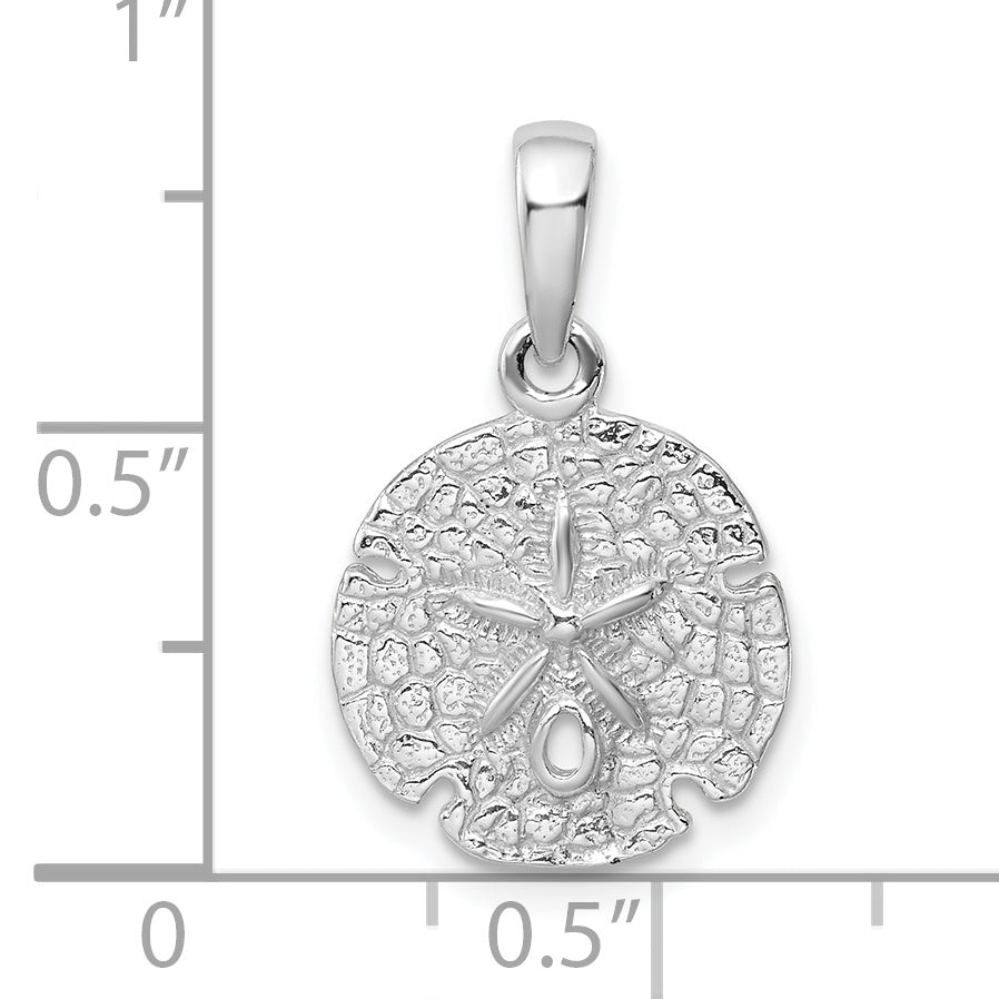 Sterling Silver De-Ani Rhodium-Plated Polished And Textured Sand Dollar Pendant