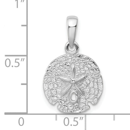 Sterling Silver De-Ani Rhodium-Plated Polished And Textured Sand Dollar Pendant