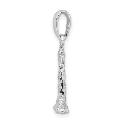 Sterling Silver De-Ani Rhodium-Plated Polished 3D Cape Hatteras Lighthouse Pendant