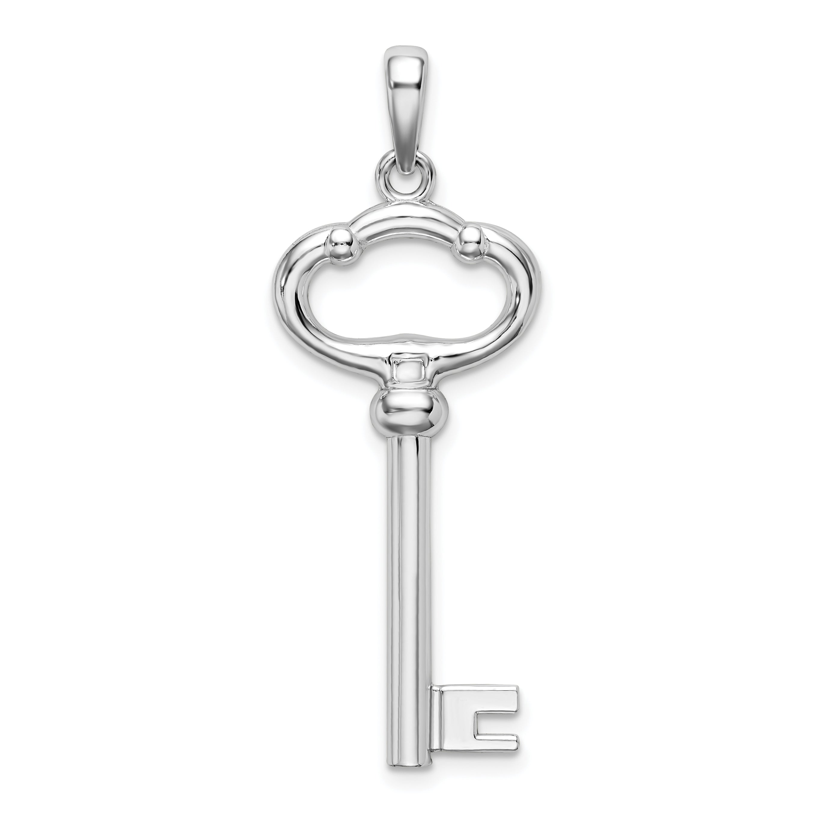 Sterling Silver De-Ani Rhodium-Plated 3D Key To My Heart Pendant