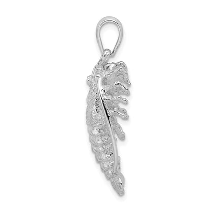 Sterling Silver De-Ani Rhodium-Plated Polished Large Florida Lobster Pendant