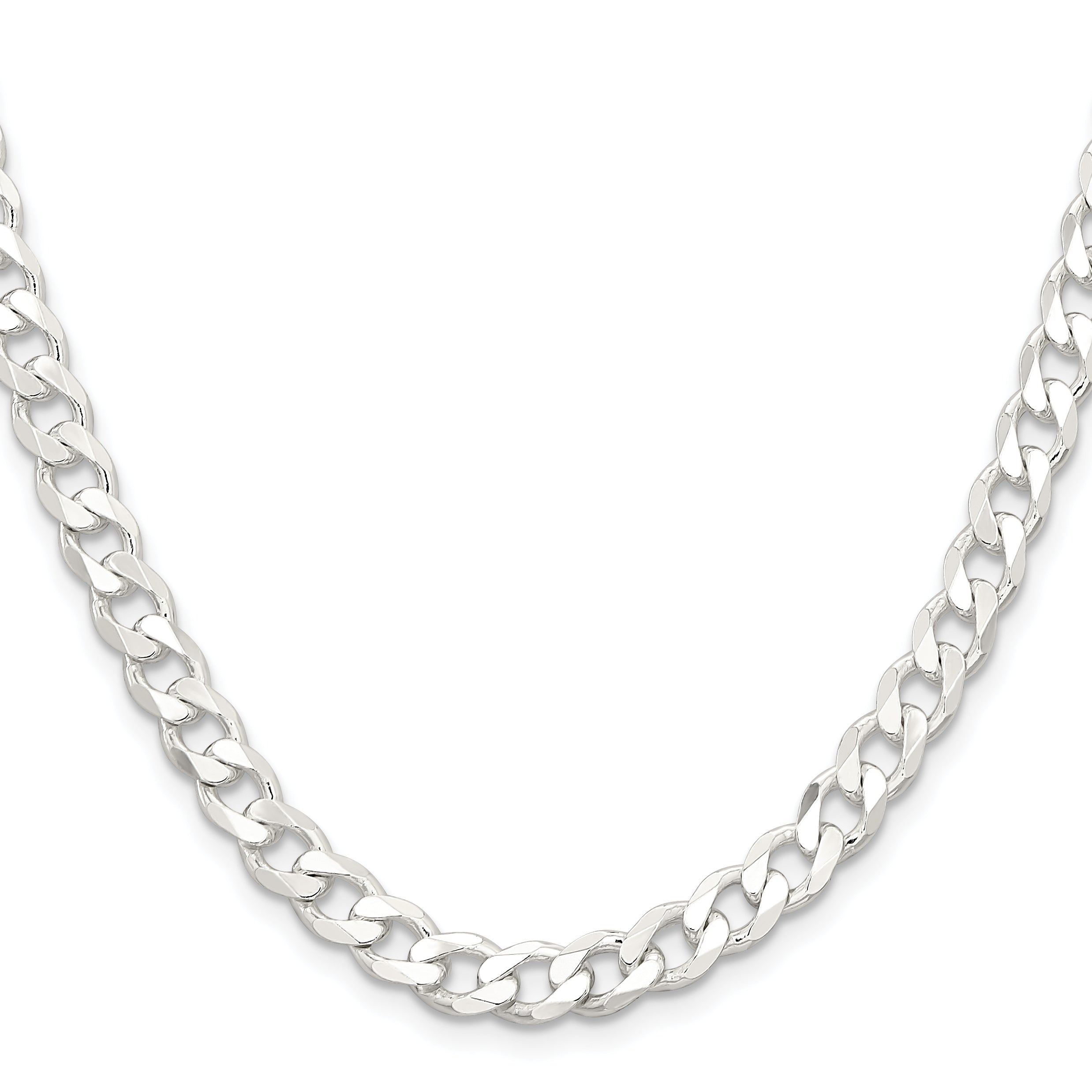 18 Inch Sterling Silver 6.5mm Curb Chain Necklace