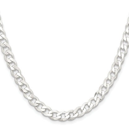 18 Inch Sterling Silver 6.5mm Curb Chain Necklace
