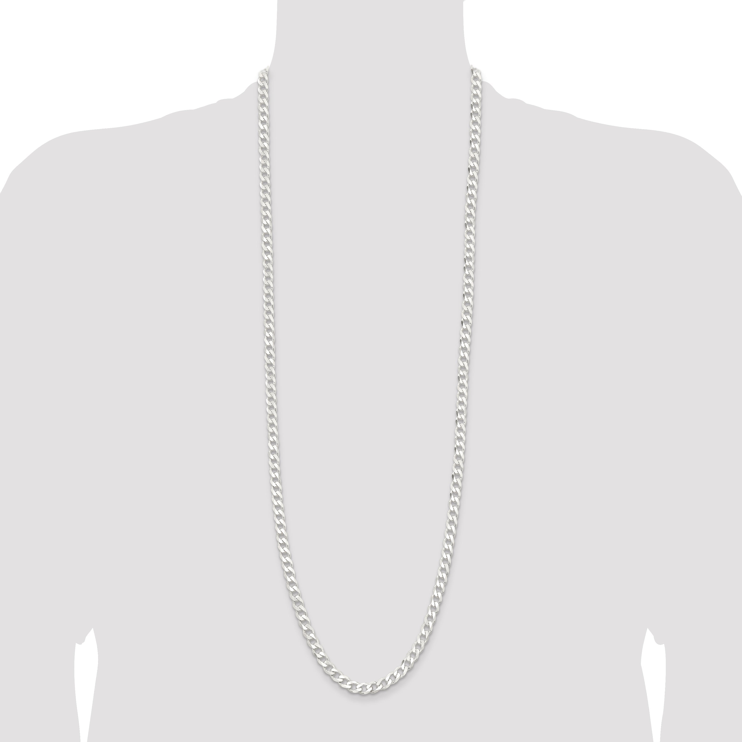 36 Inch Sterling Silver 6.5mm Curb Chain Necklace