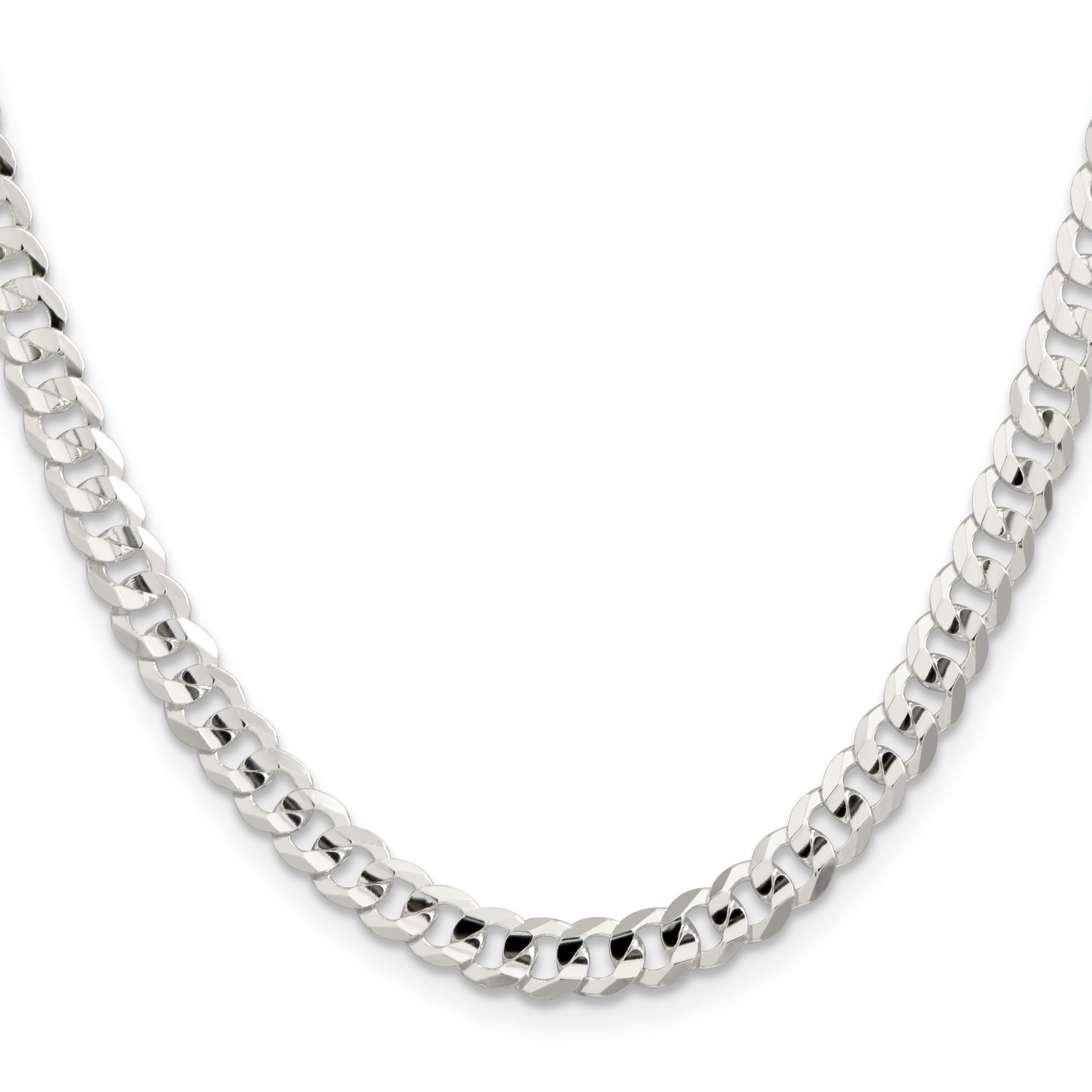 24 Inch Sterling Silver 5.65mm Concave Beveled Curb Chain Necklace ...