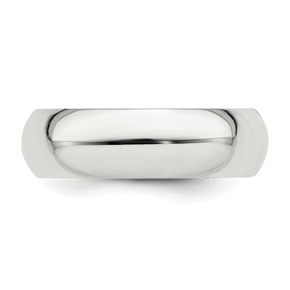 Sterling Silver Rhodium-Plated 6mm Comfort Fit Band