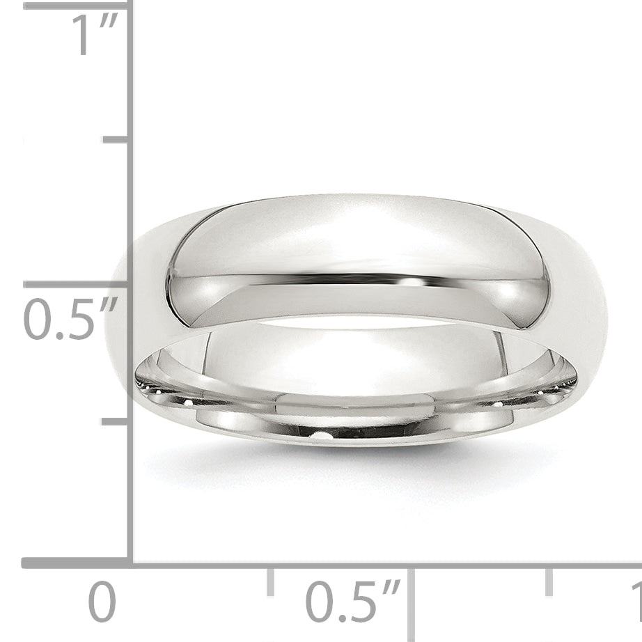 Sterling Silver Rhodium-Plated 6mm Comfort Fit Band