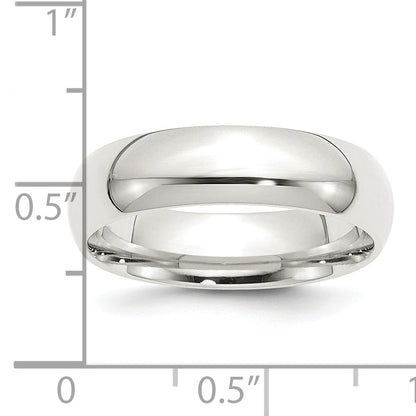 Sterling Silver Rhodium-Plated 6mm Comfort Fit Band