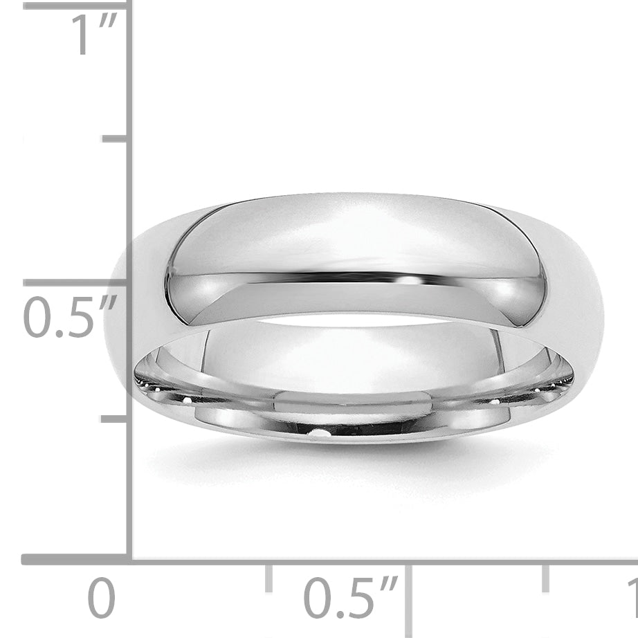 Sterling Silver Rhodium-Plated 6mm Comfort Fit Band