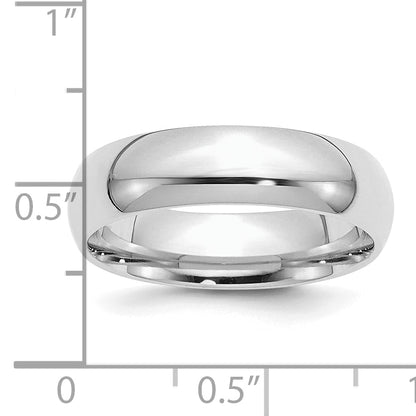 Sterling Silver Rhodium-Plated 6mm Comfort Fit Band