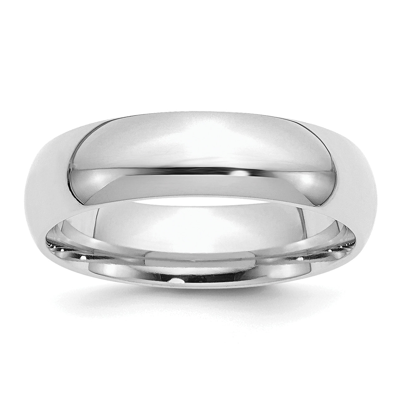 Sterling Silver Rhodium-Plated 6mm Comfort Fit Band