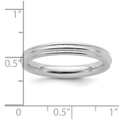 Sterling Silver Rhodium-Plated 3mm Comfort Fit Milgrain Size 13.5 Band