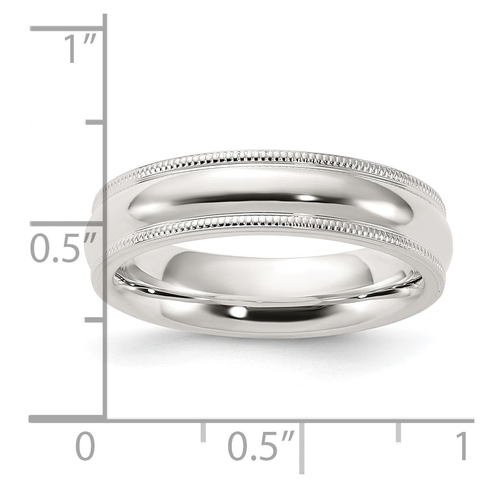 Sterling Silver 5mm Comfort Fit Half Round Milgrain Size 10 Band